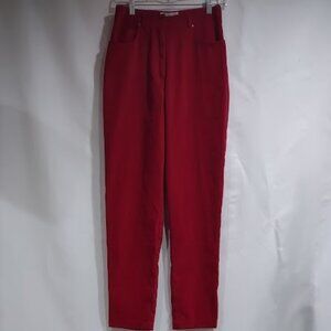 BELLE POINTE VINTAGE 70'S 80'S RED VELOUR PANTS SOFT FEEL 5 POCKETS   SIZE 6